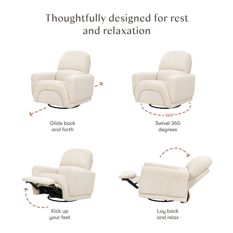 Almond Teddy Loop Swivel Recliner with Metal Frame