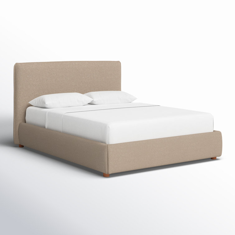 Queen Brown Faux Shearling Upholstered Bed with Headboard