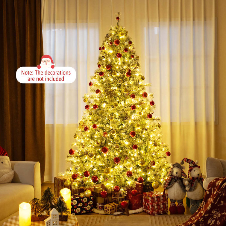 9' Green PVC Artificial Christmas Tree with Multicolored LED Lights