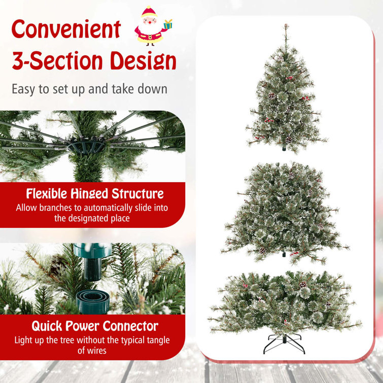 9' Green PVC Artificial Christmas Tree with Multicolored LED Lights