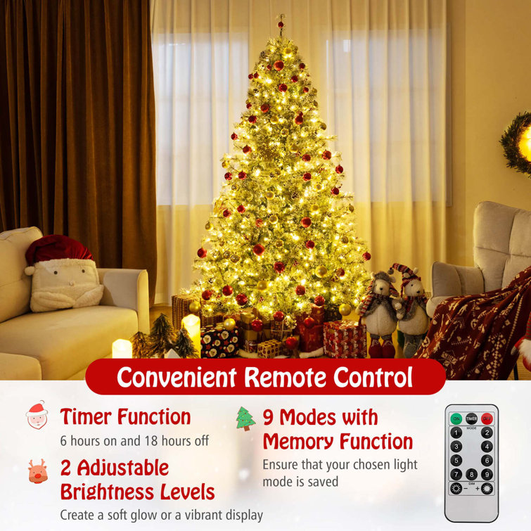 9' Green PVC Artificial Christmas Tree with Multicolored LED Lights