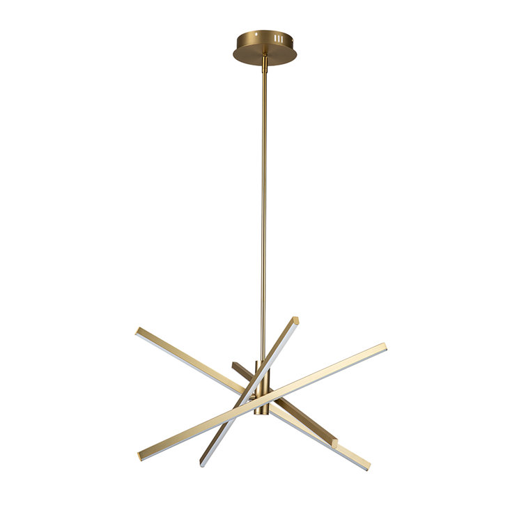 Black Aluminum 4-Light Sputnik Linear Chandelier