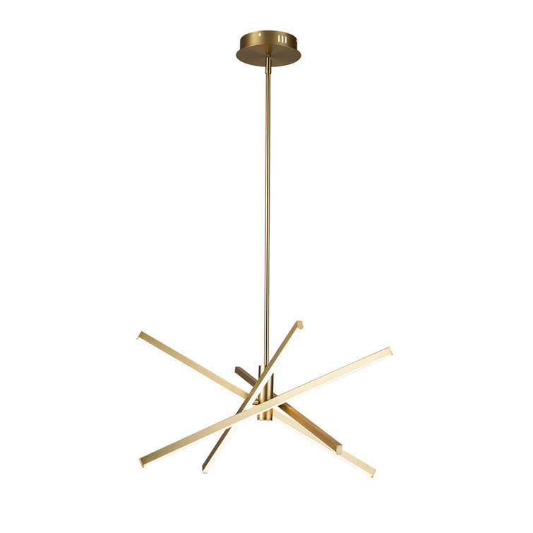 Black Aluminum 4-Light Sputnik Linear Chandelier