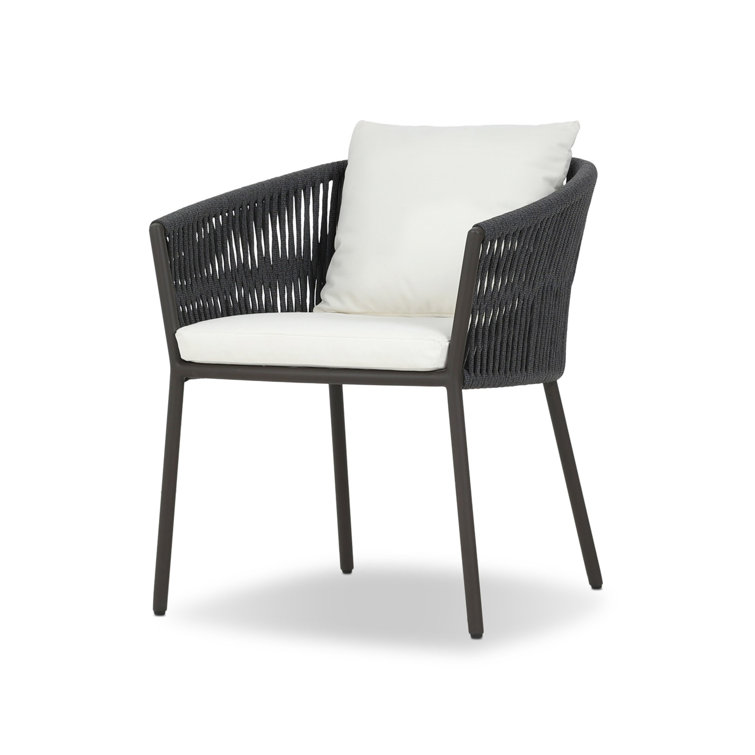 Bronze and Dark Gray Rope Outdoor Dining Chair with Cushions