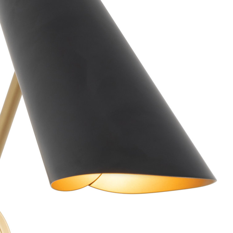 Blackened Brass and Black Mid-Century Modern Swing Arm Sconce