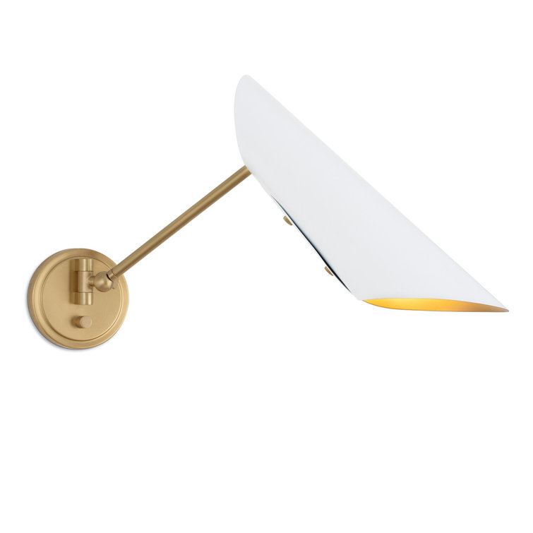 White and Brass Steel Dimmable Single Arm Sconce
