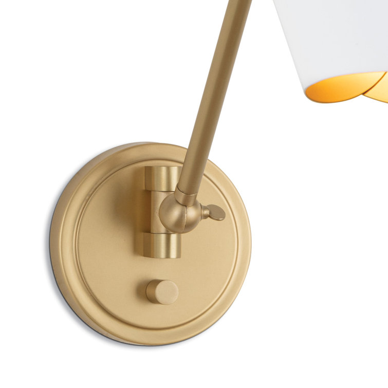 White and Brass Steel Dimmable Single Arm Sconce