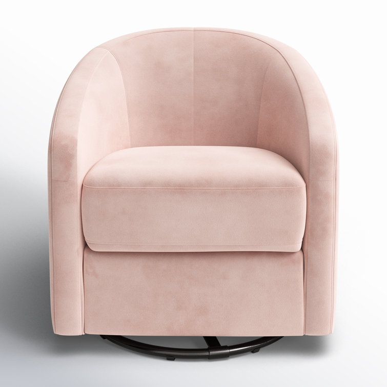 Blush Pink Velvet Handcrafted Swivel Glider with Wooden Base
