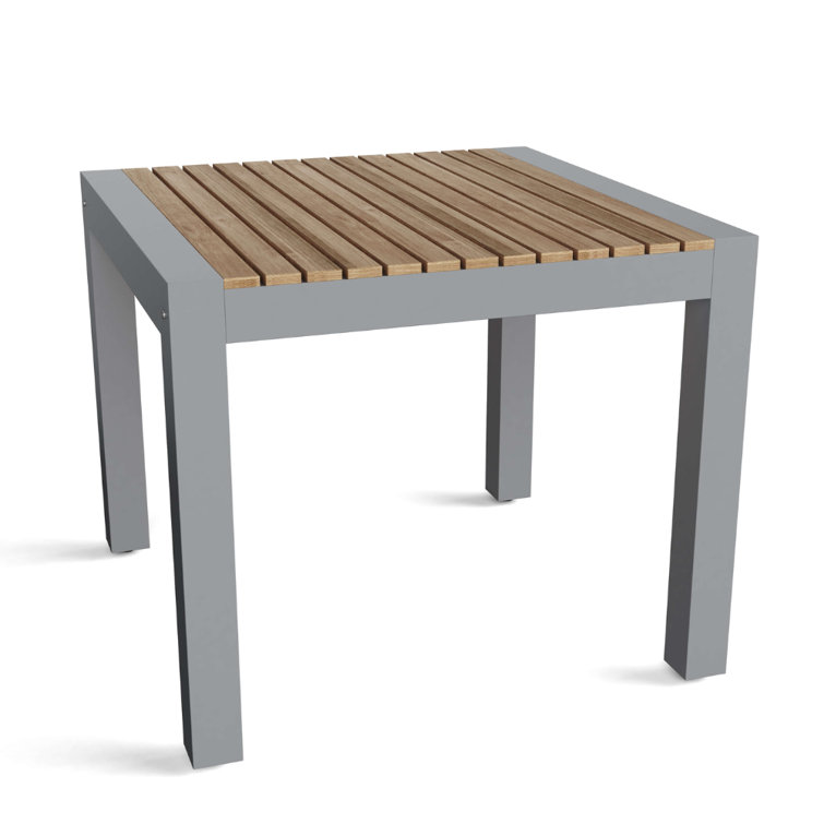 Seville 34" Gray Aluminum and Teak Outdoor Dining Table