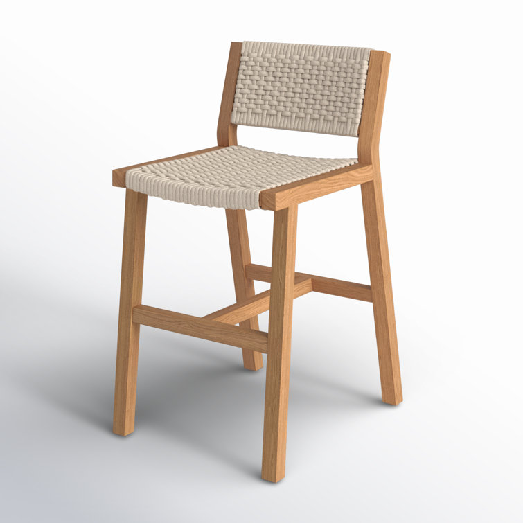 Ivory Rope and Natural Teak Counter Stool
