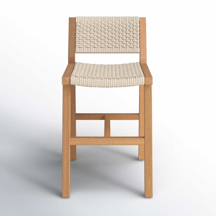 Ivory Rope and Natural Teak Counter Stool