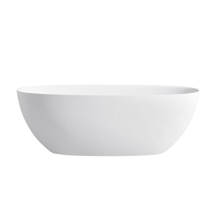 65" Gloss White Stone Resin Double Slipper Freestanding Bathtub