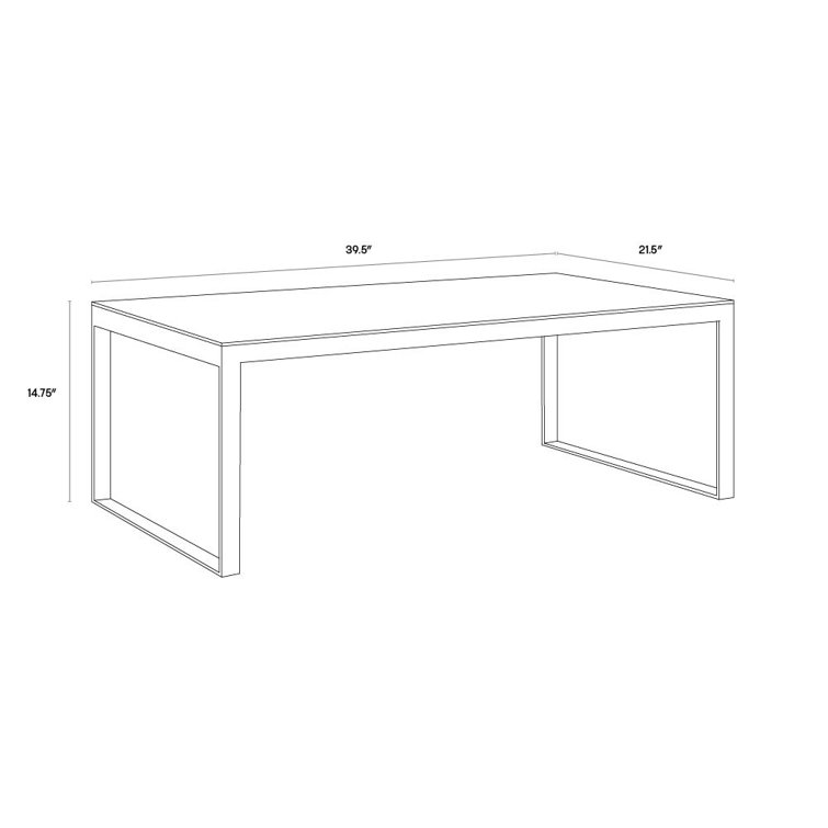 Rectangular White Marble Coffee Table with Gold Metal Frame