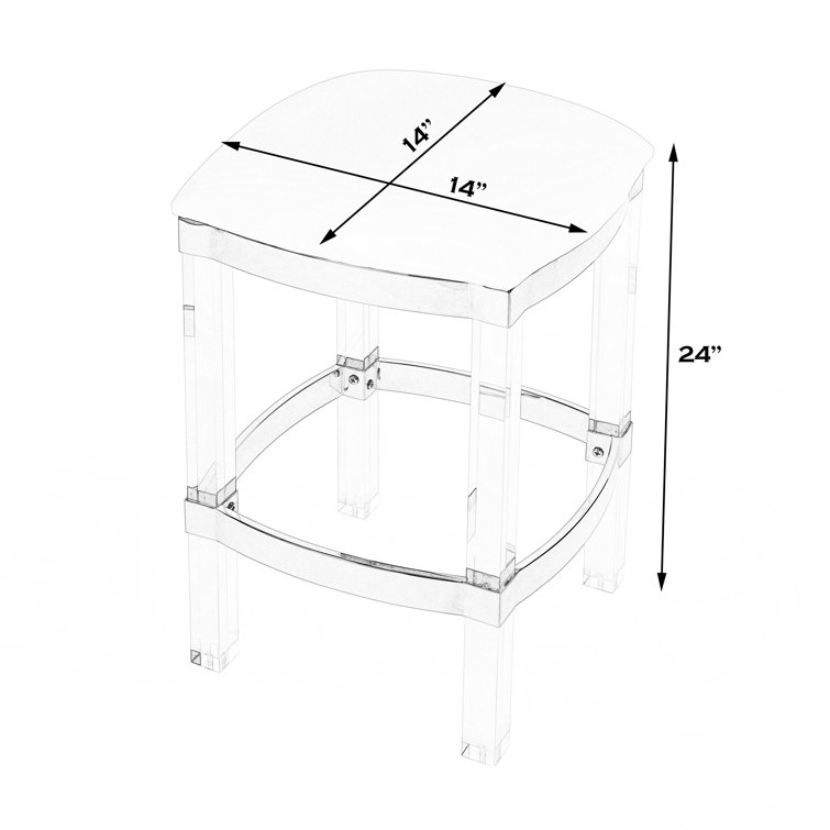 White Acrylic and Leather 24" Counter Stool with Gold Trim