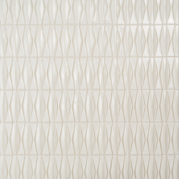 Natural White Geometric Glass Mosaic Tile 2x8