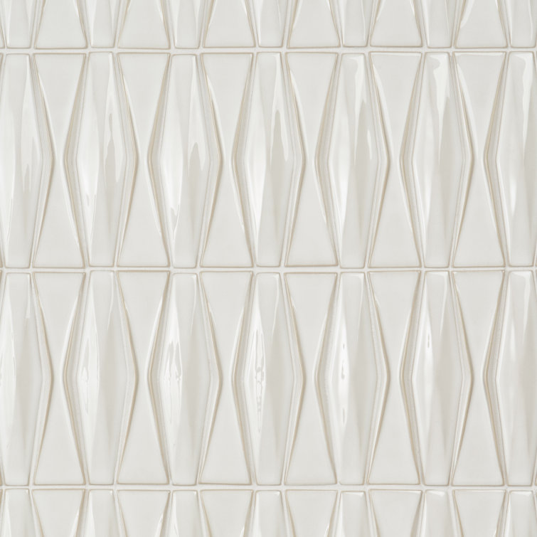 Natural White Geometric Glass Mosaic Tile 2x8