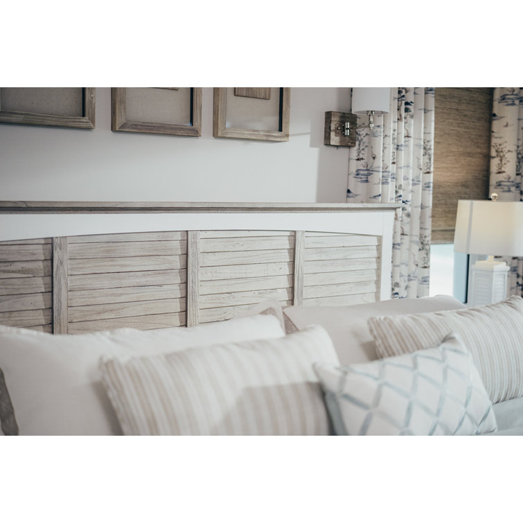 Islamorada Distressed Gray White King Wood Headboard