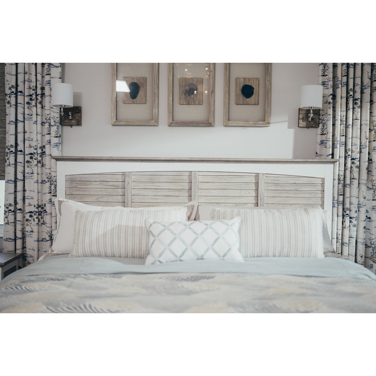 Islamorada Distressed Gray White King Wood Headboard