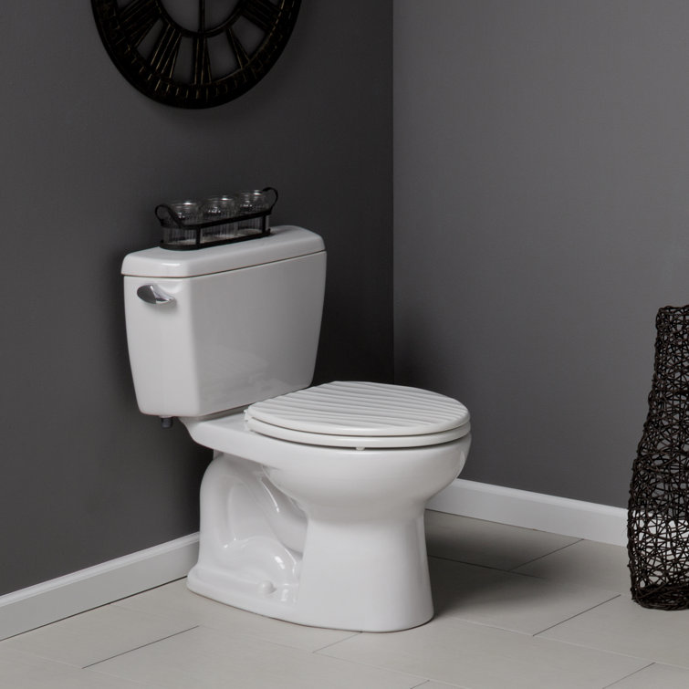 White Elongated Sculptured Rainfall Enameled Wood Toilet Seat