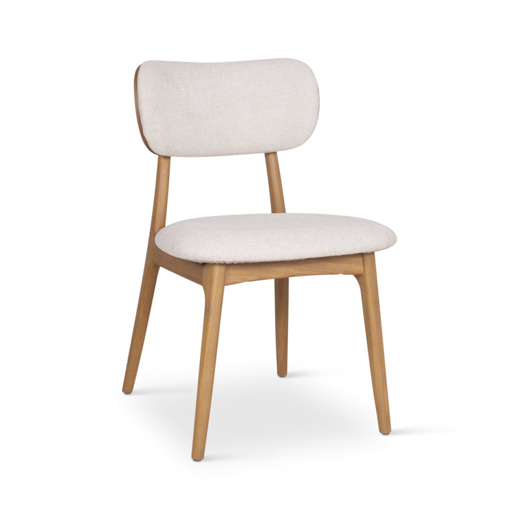 Harvest Natural Oak Upholstered Side Chair with Chenille Fabric