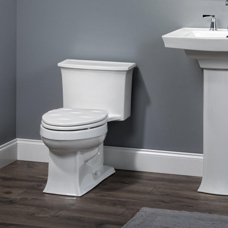 White Gloss Elongated Enameled Wood Toilet Seat with Slow Close
