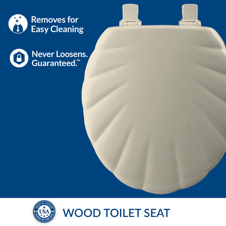 Bone Sculptured Round Molded Wood Toilet Seat with Plastic Hinges