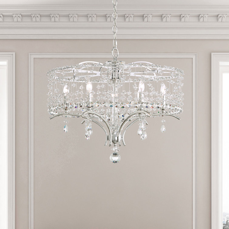 Antique Silver Bella Rose 6-Light Crystal Chandelier