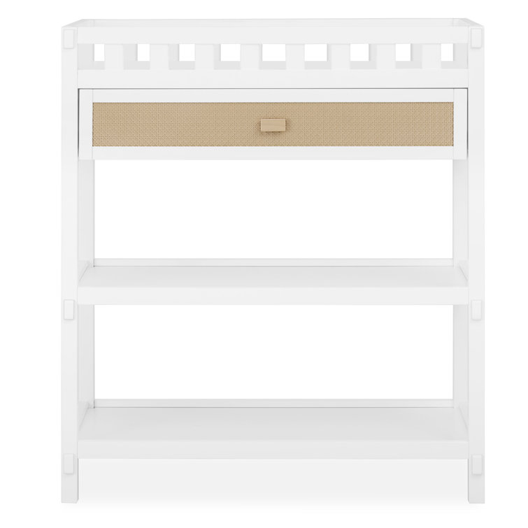 White and Natural Pine Changing Table with Drawers