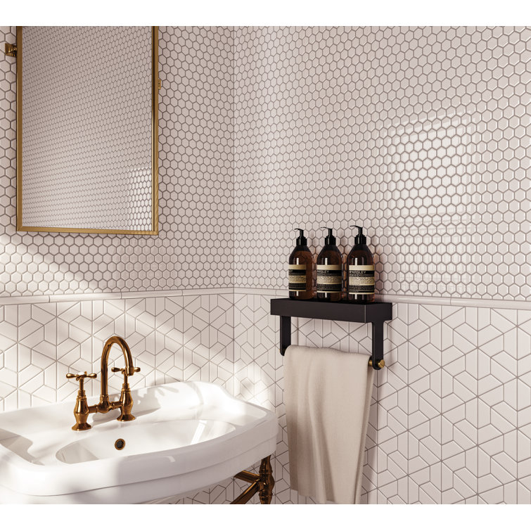 White Matte Porcelain Herringbone Mosaic Tile 11x13