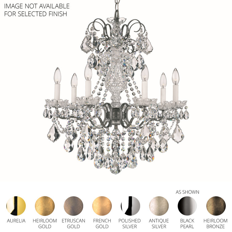 Antique Silver 7-Light Crystal Chandelier with Clear Heritage Crystals