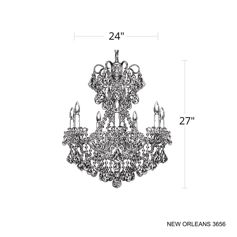 Antique Silver 7-Light Crystal Chandelier with Clear Heritage Crystals