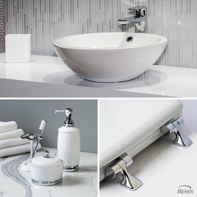 White Round Padded Toilet Seat with Chrome Hinges
