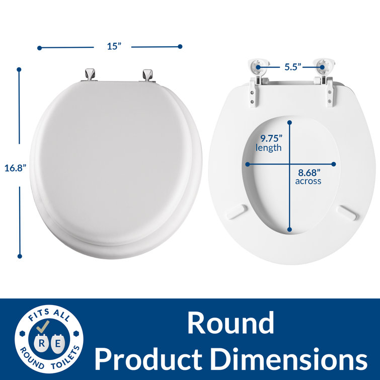 White Round Padded Toilet Seat with Chrome Hinges