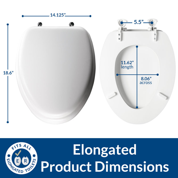 Elongated White Padded Vinyl Toilet Seat with Chrome Hinges