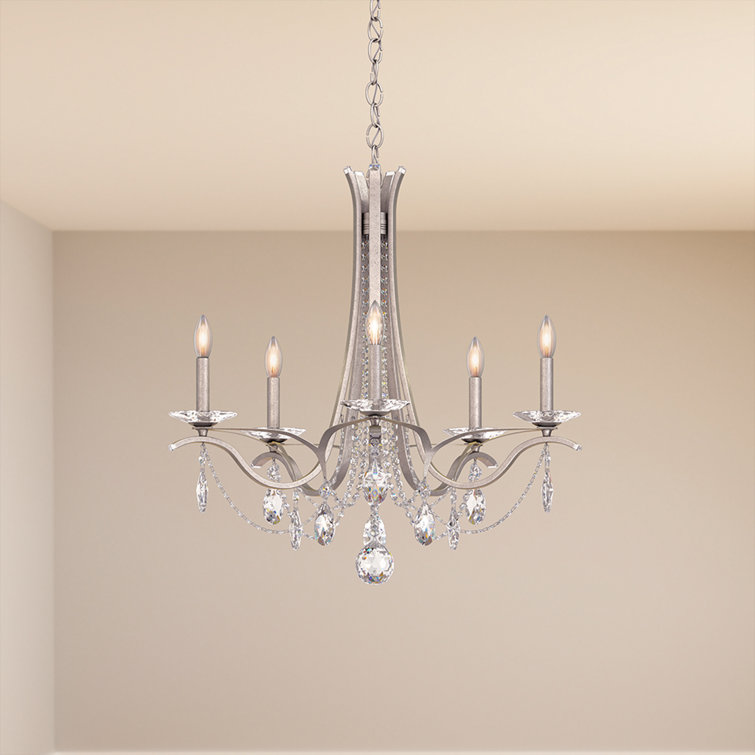 French Gold Vesca 5-Light Chandelier with Clear Heritage Crystal