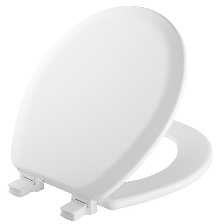 Mayfair Round White Enameled Wood Toilet Seat with Gloss Finish