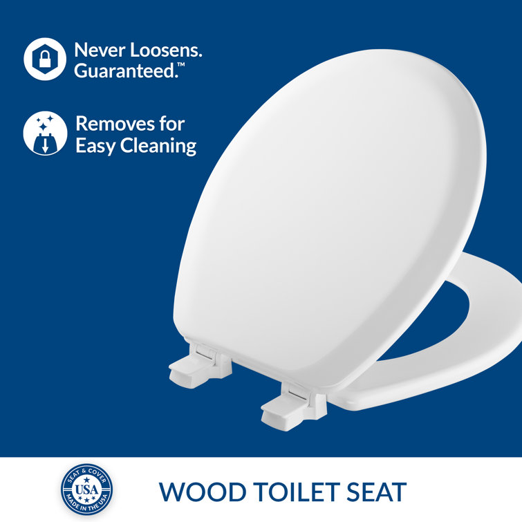 Mayfair Round White Enameled Wood Toilet Seat with Gloss Finish