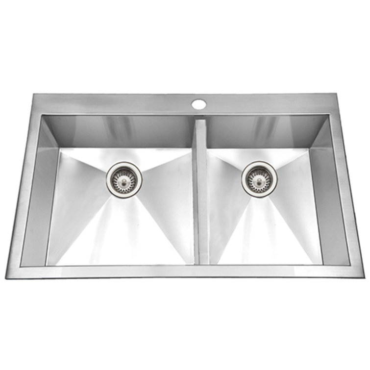 Bellus 34'' Stainless Steel Double Bowl Drop-In Kitchen Sink
