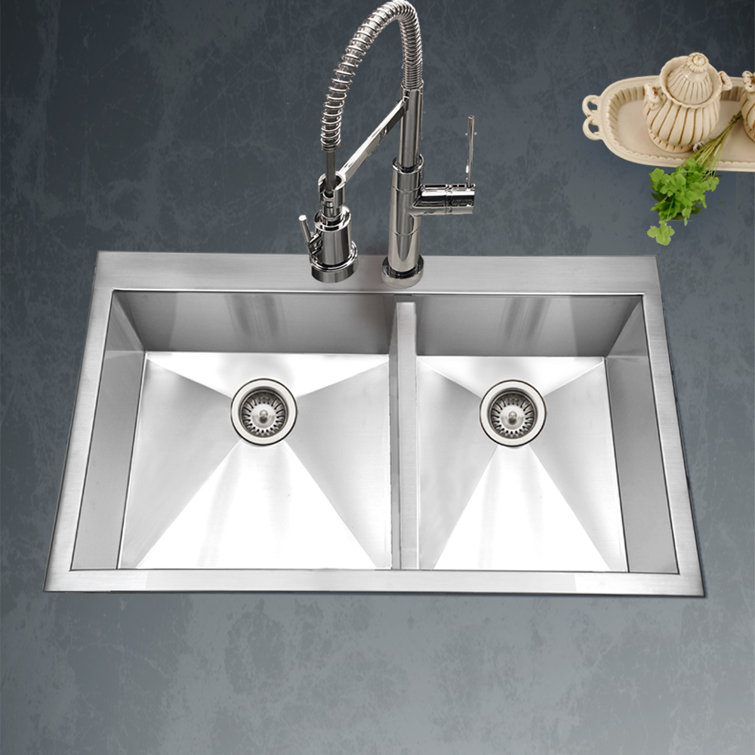 Bellus 34'' Stainless Steel Double Bowl Drop-In Kitchen Sink
