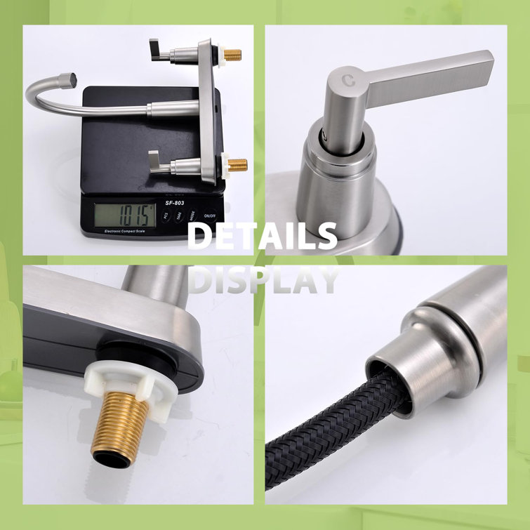 Silver Stainless Steel High Arc Kitchen Faucet with Side Sprayer
