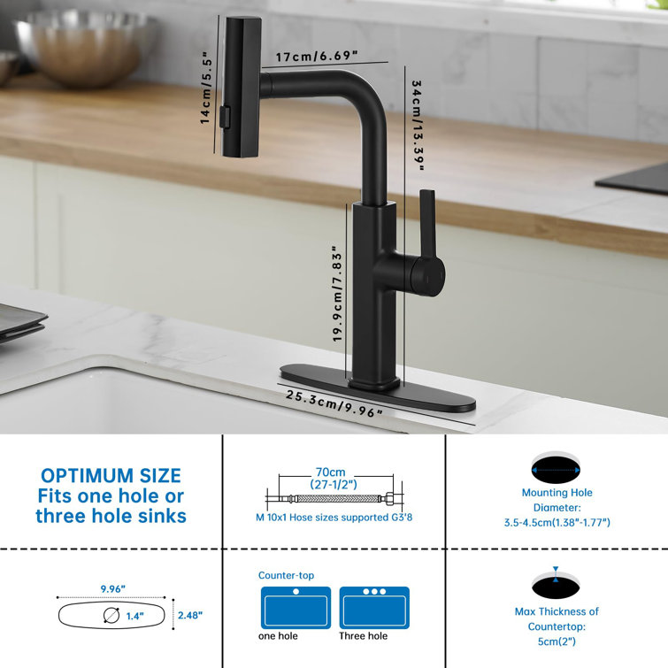 Matte Black Stainless Steel Kitchen Faucet with Pull-Down Spray