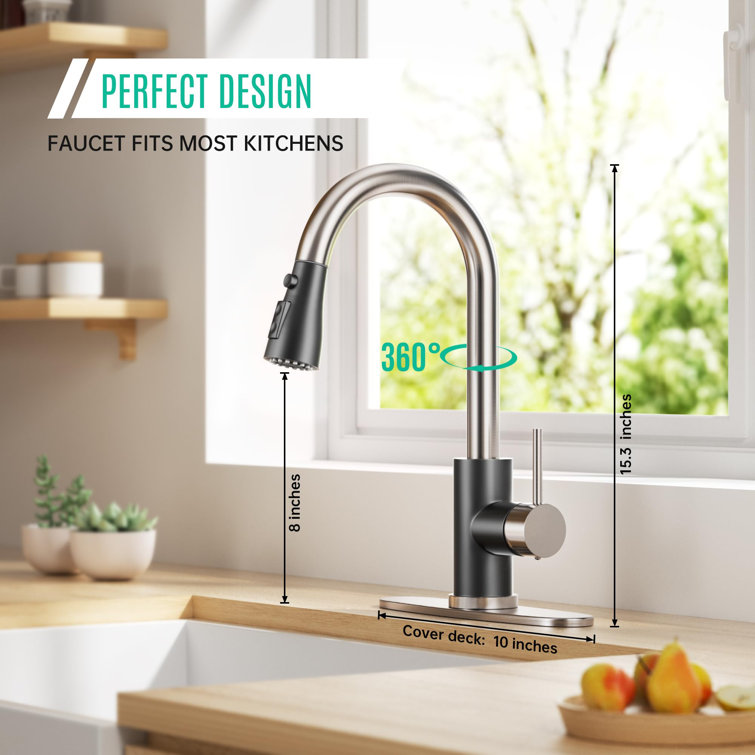 Black Nickel Stainless Steel Pull-Out Kitchen Faucet with Spray