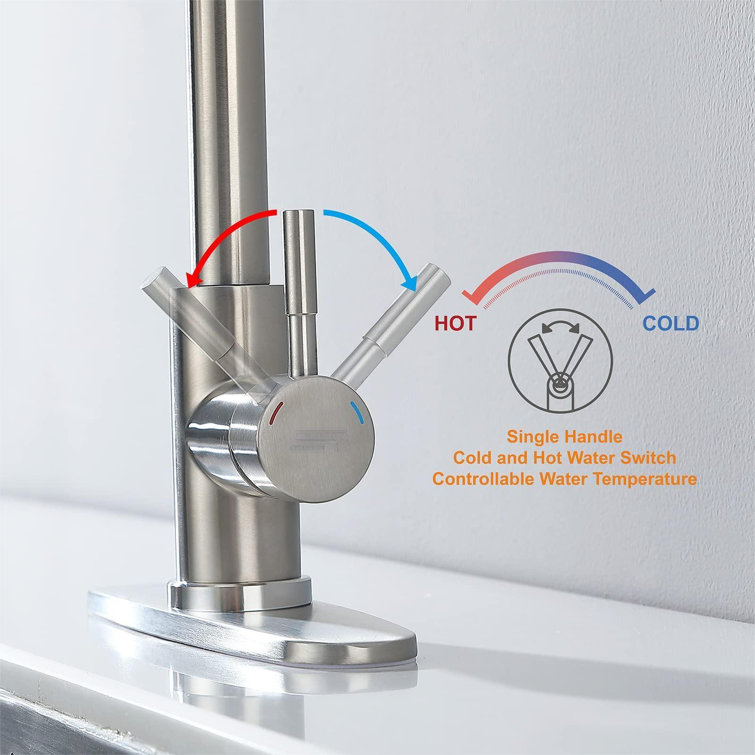 Stainless Steel High Arc Kitchen Faucet with Pull-Down Sprayer