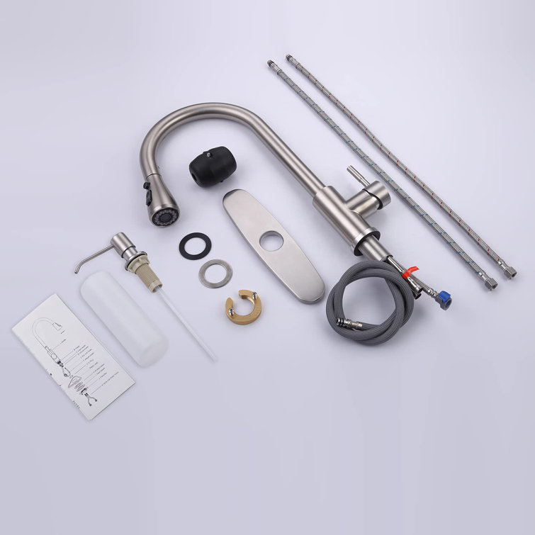 Stainless Steel High Arc Kitchen Faucet with Pull-Down Sprayer