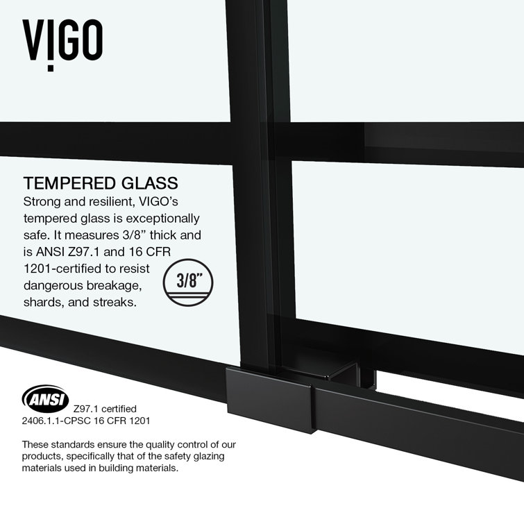 Elan 56-60" Matte Black Frameless Sliding Shower Door with Clear Glass
