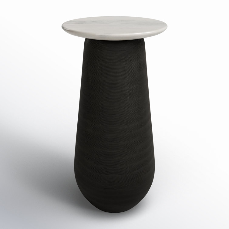 Round Black and White Marble Accent Table