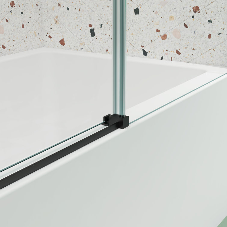 Matte Black Tempered Glass Sliding Shower Door 56-60" W x 58" H