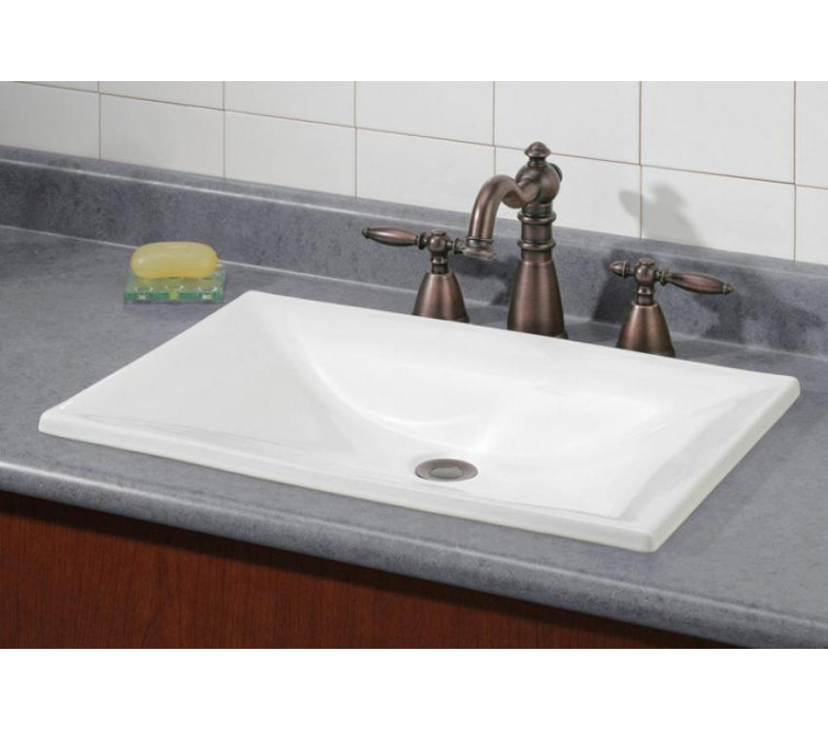 22'' White Vitreous China Square Drop-In Sink