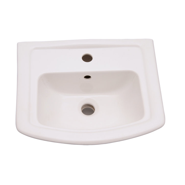 White Vitreous China Rectangular Pedestal Sink with Overflow