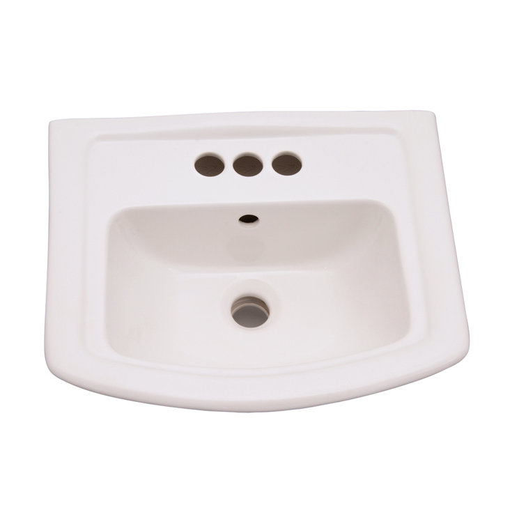 Classic White Ceramic Pedestal Bathroom Sink with Overflow